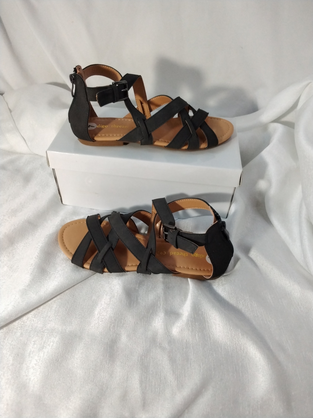 Women’s Dark Green Strappy Ankle Buckle Sandals